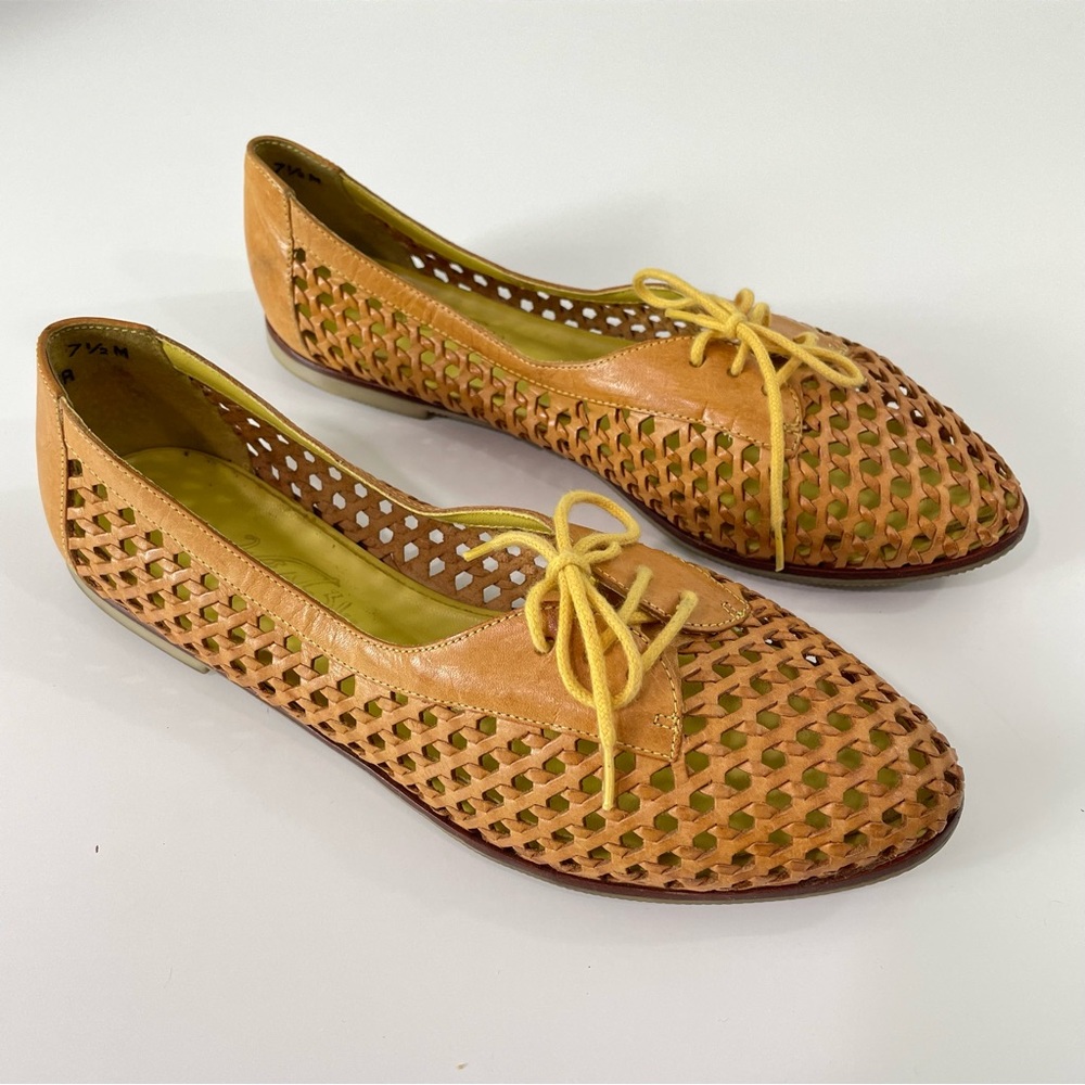 Boho Woven lace up flats Sz 7.5